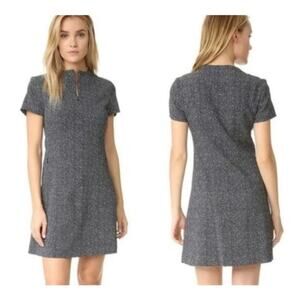 Theory Women's Apalia Tweed Twill Crepe Dress Black Size 4